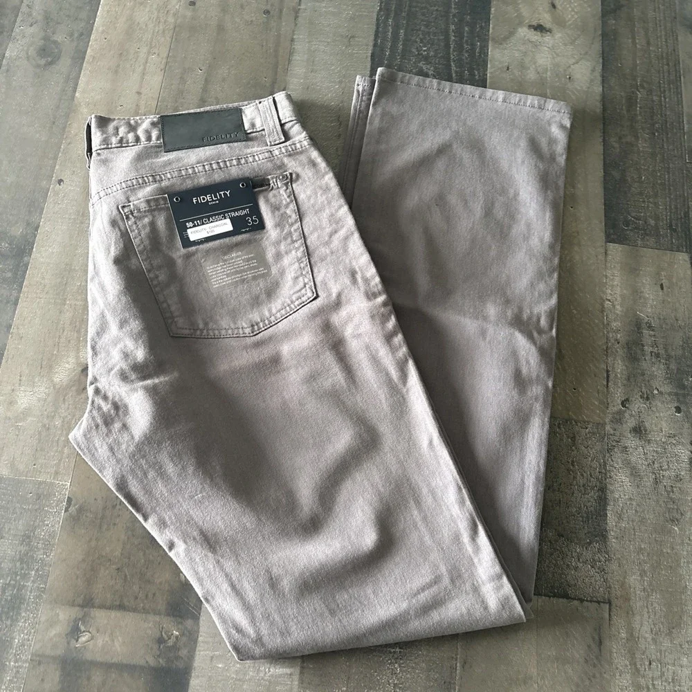 Fidelity Denim Classic Straight Pants Havana Twill size 35 Charcoal Gray NWOT - Picture 2 of 12